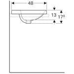 Lavabo empotrado serie Geberit VariForm, ovalado, con orificio para el grifo: B1=47.8cm, Toma de grifo=Centro,